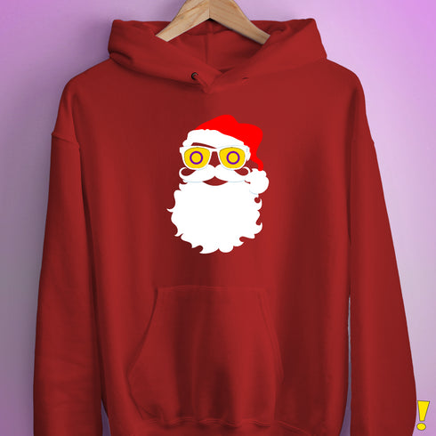 Santa Claus Intersex Pride Flag Sunglasses Hoodie - Red